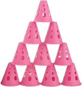 10 Pcs Roller Barricades Cones,Inline Roller Skating Cones Pile Cup Roadblocks Traffic Road Cones Set,Roadblock Traffic Road Cones for Roller Skating and Skate Practice (Pink,One Size)
