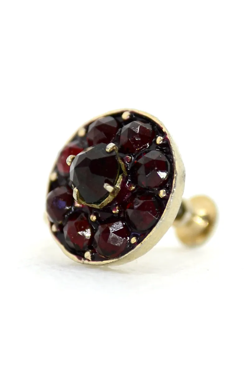10k Gold Bohemian Garnet Screwback Earrings