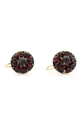 10k Gold Bohemian Garnet Screwback Earrings