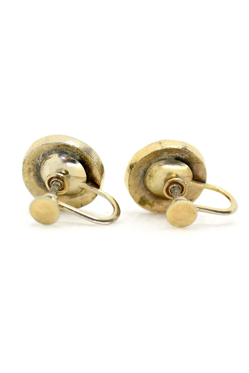 10k Gold Bohemian Garnet Screwback Earrings
