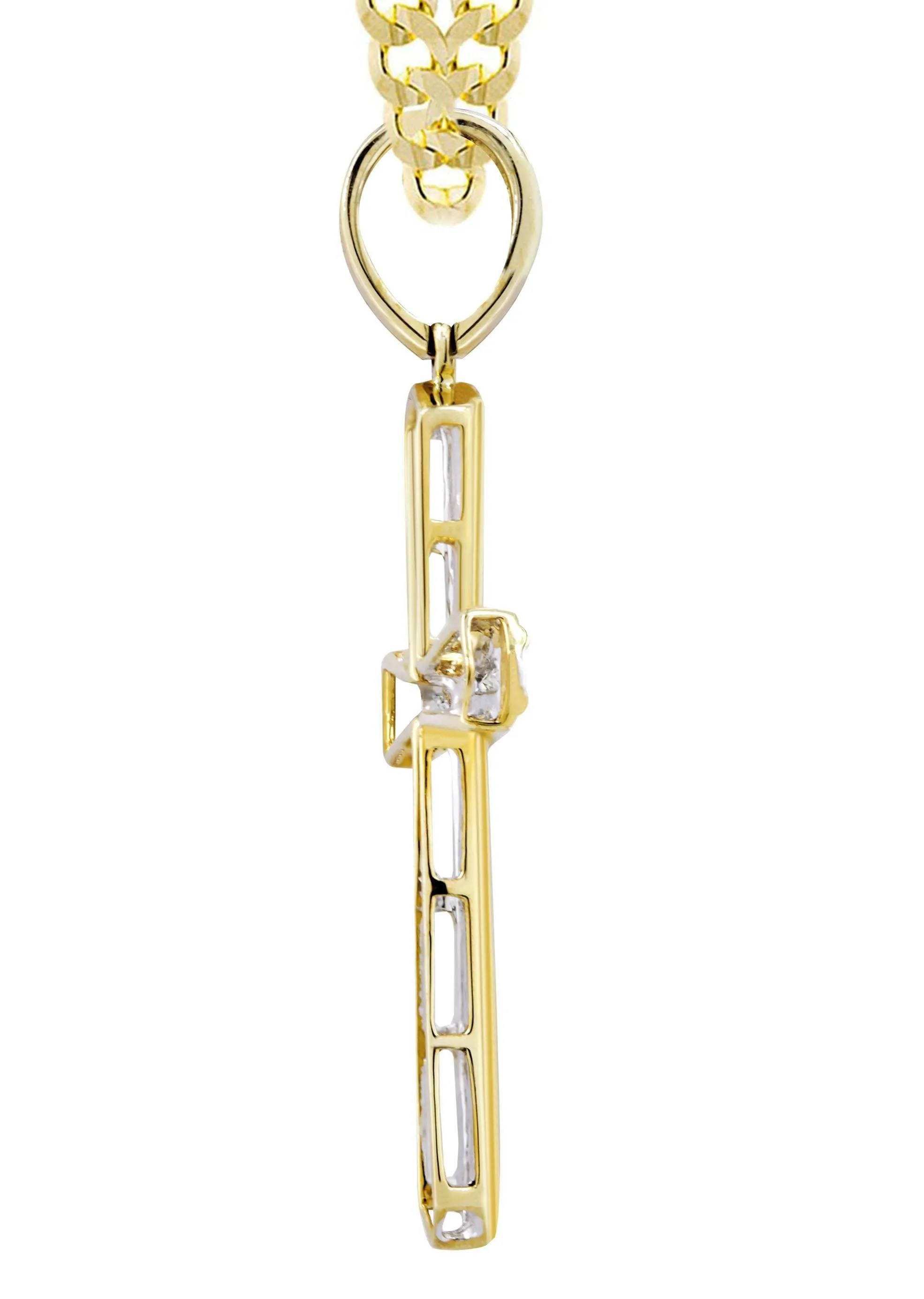 10K Yellow Gold Cross  Diamond Necklace  | 0.36 Carats