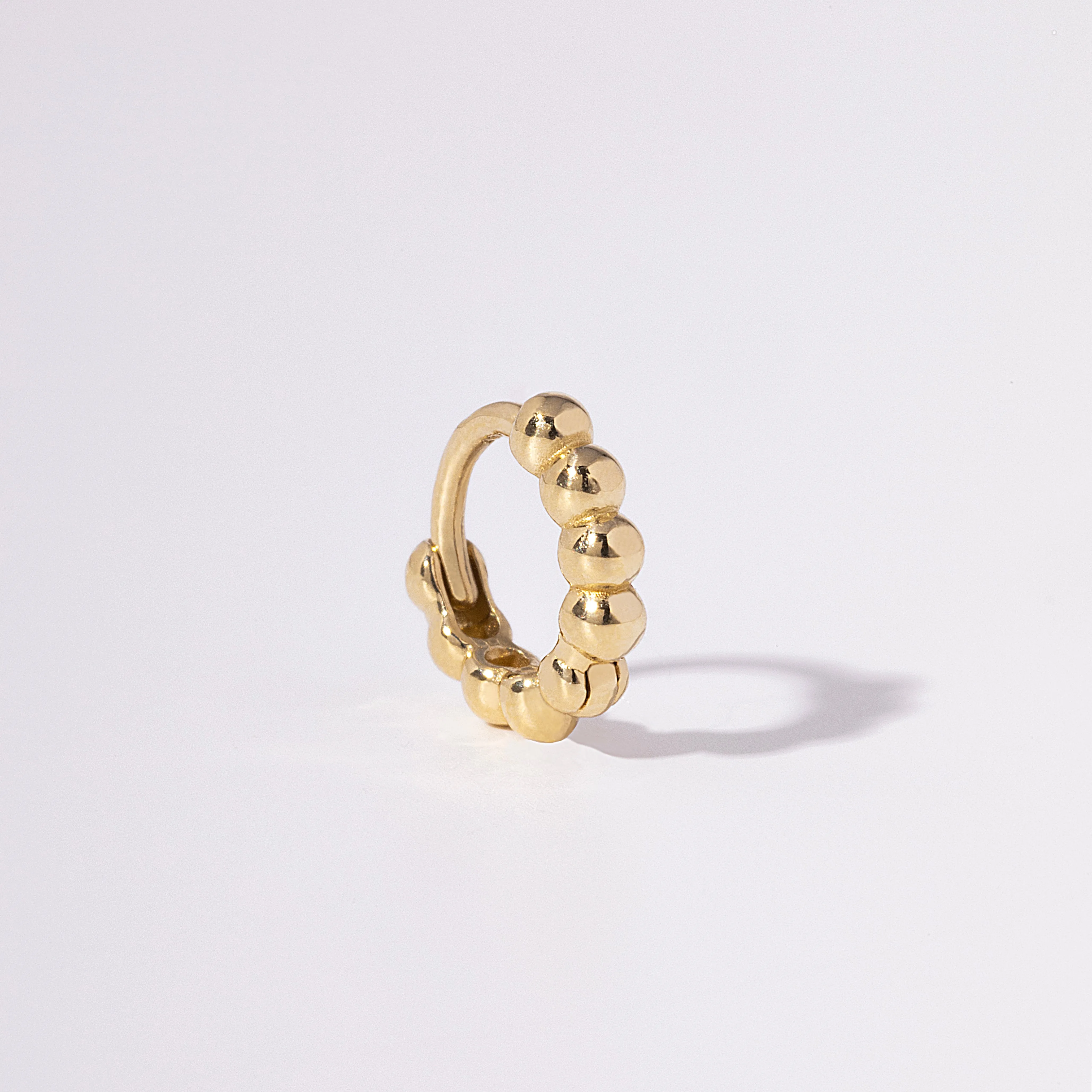 14K Solid Gold Bubble Tiny Hoop Earring