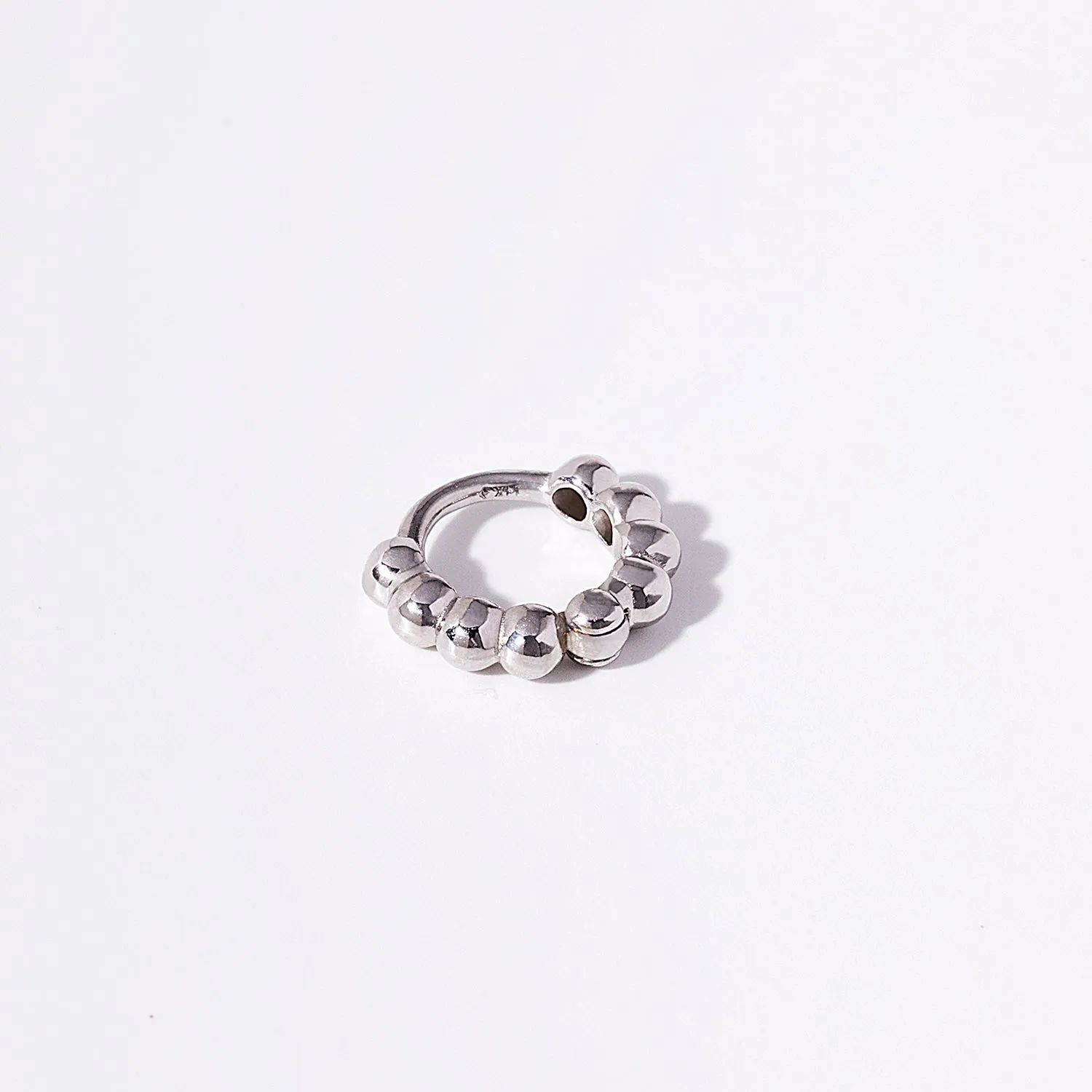 14K Solid Gold Bubble Tiny Hoop Earring