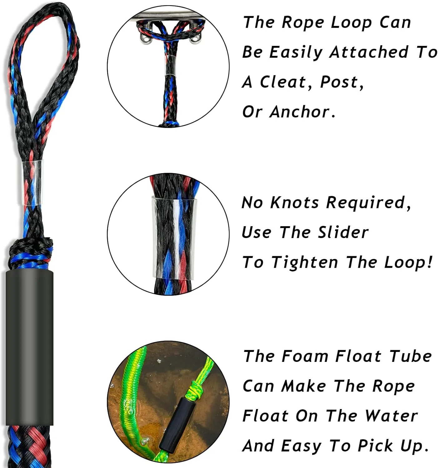 2.5 FeeT Boat Bungee Dock Lines 2PCS 316 Stainless Clip Boat Accessories Marine Grade Quickly Mooring (Black&Blue&Red, 2 1/2 Feet)