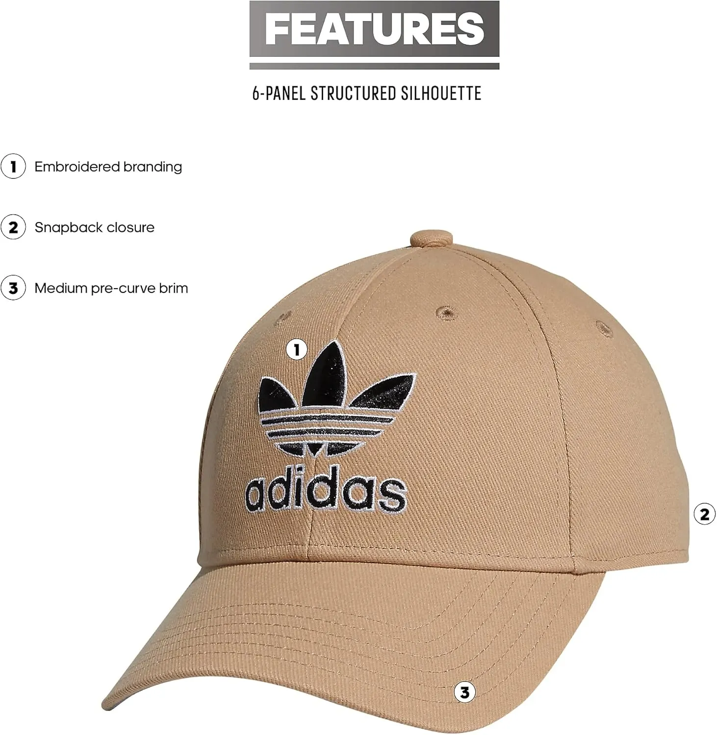 adidas Originals Men's Icon 2.0 Structured Precurve Snapback Cap