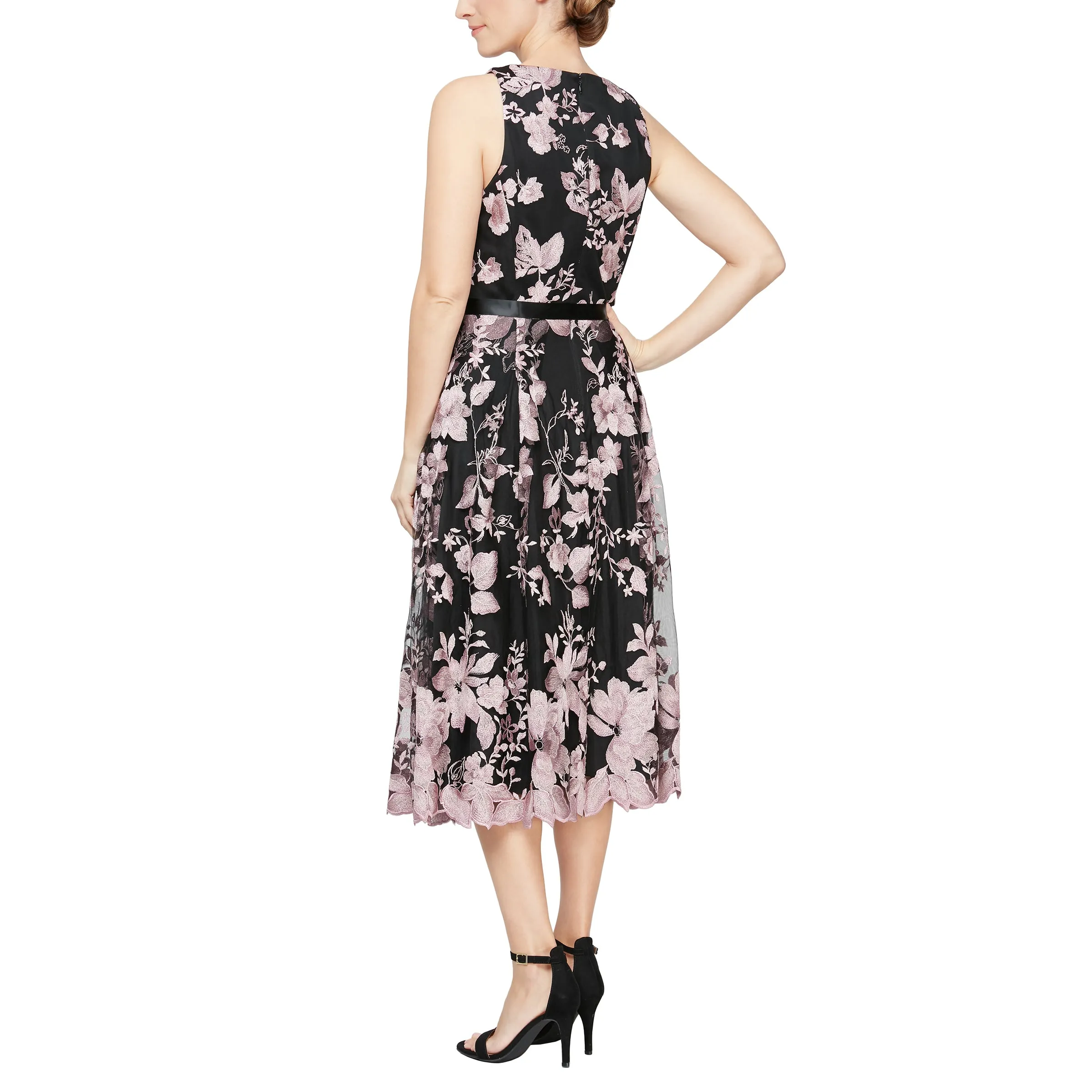 Alex Evenings 51171186 Short Cocktail Midi Length Floral Dress