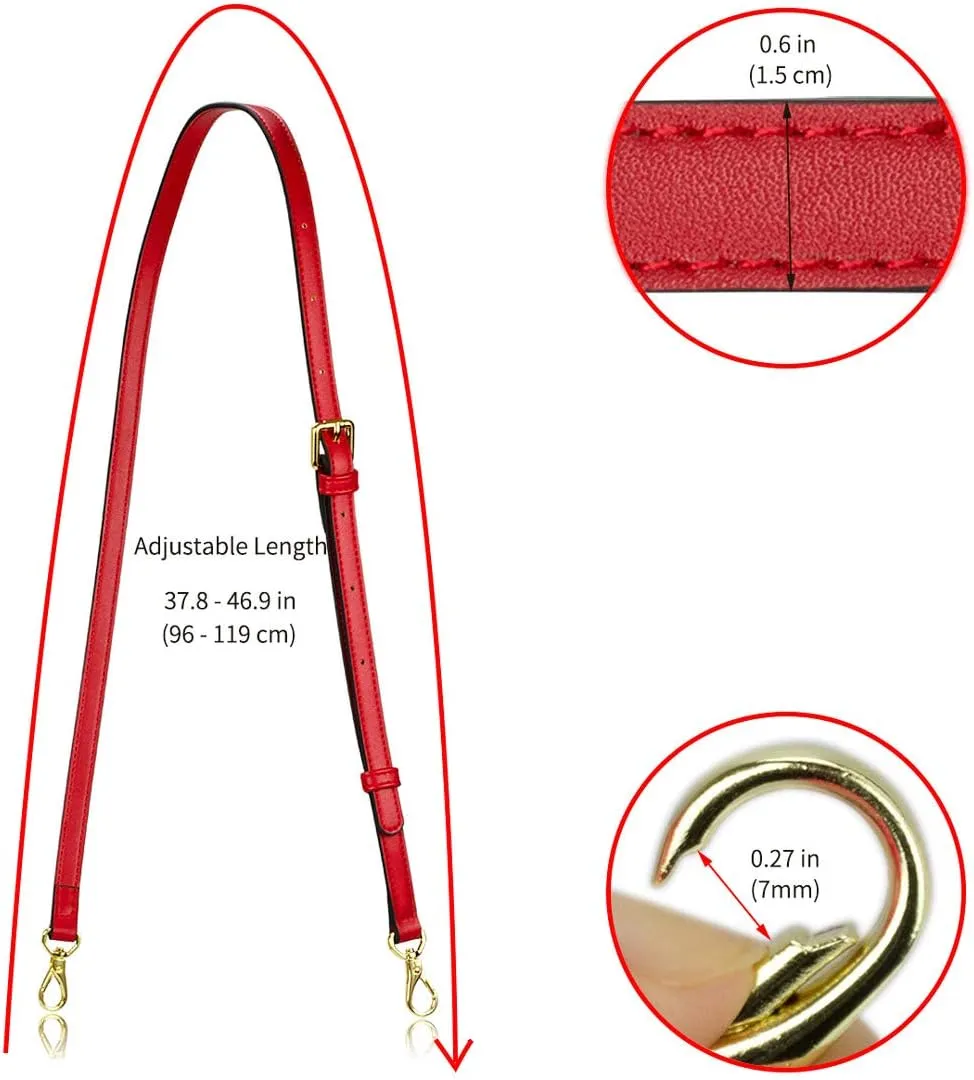 Allzedream Leather Purse Strap Replacement Crossbody Handbag Long Adjustable (Red)
