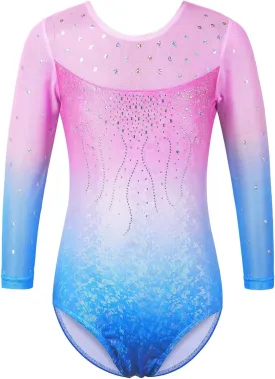 BAOHULU Gymnastics Leotards for Toddler Girls Patriotic Sparkle Red Blue Athletic Dancewear