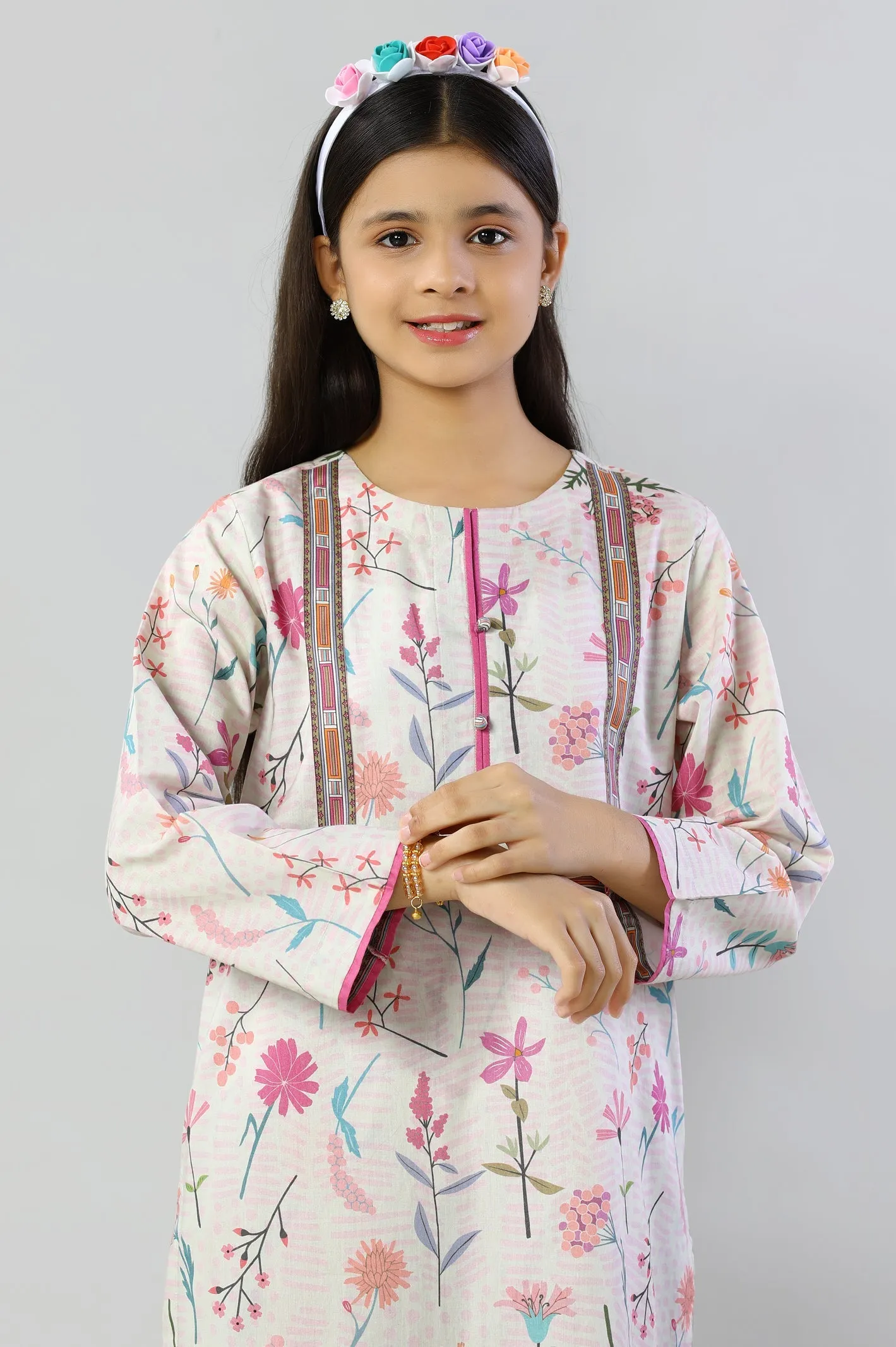 Beige Printed Teens 2PC
