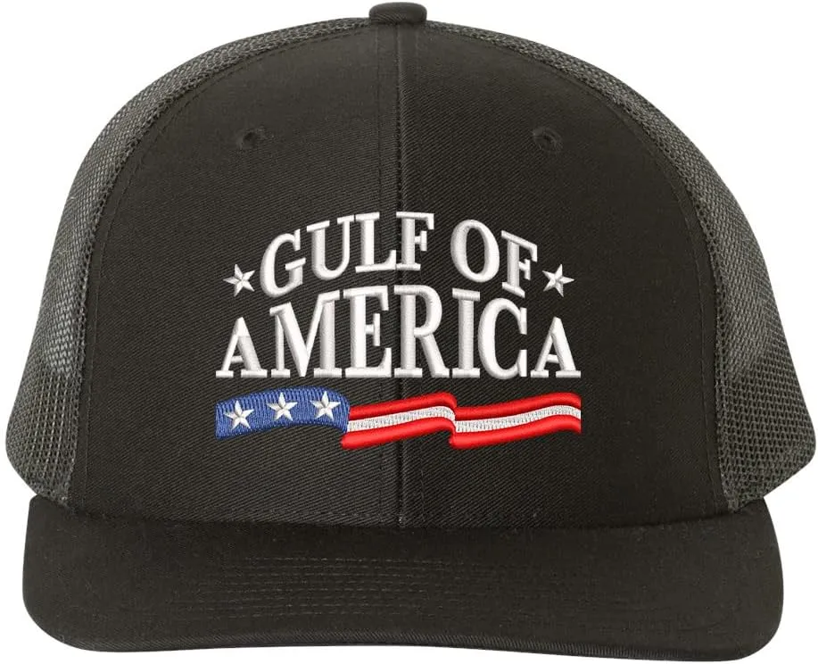 BestSyracuse Gulf of America Flag 2025 Embroidered Trucker Hat Adjustable Mesh Snapback