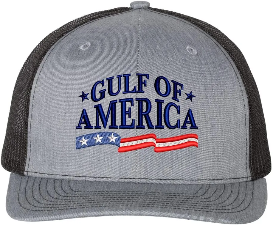 BestSyracuse Gulf of America Flag 2025 Embroidered Trucker Hat Adjustable Mesh Snapback