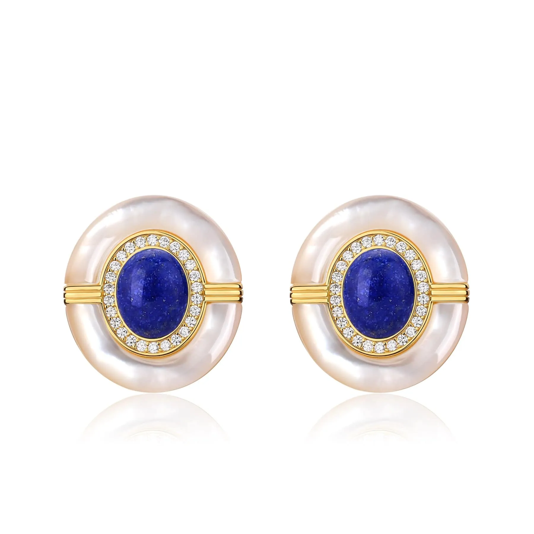 Blue Lapis Lazuli Mother Of Pearls Earrings, Necklace, Ring( Purchase individually)