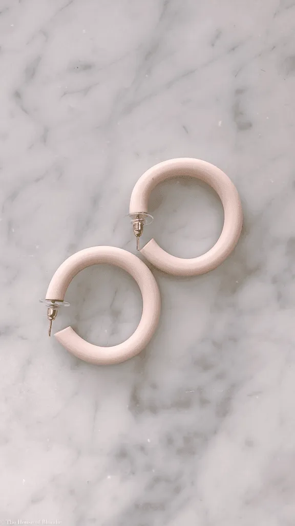 Blush Pink Polymer Clay Hoop Earrings