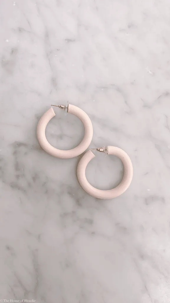 Blush Pink Polymer Clay Hoop Earrings