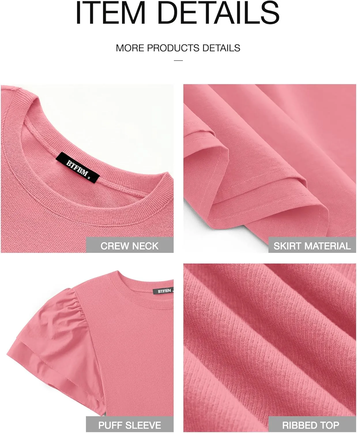 BTFBM Women Casual Summer Dresses 2025 Spring Crewneck Short Sleeve Tiered Flowy Boho Maxi Beach Vacation Dress Pockets