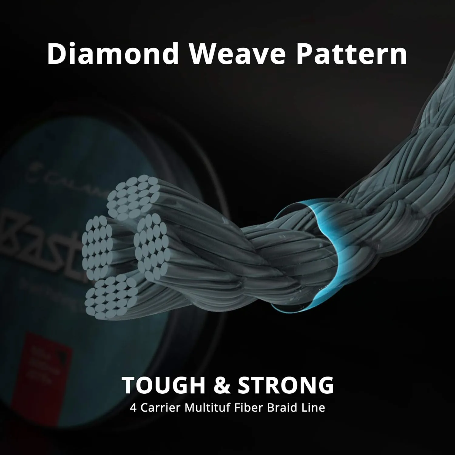 Calamus Bastion Braided Fishing Line -Abrasion Resisting Braided Lines  Thin Diameter Superline  Zero Stretch  4 Strand MultiTuf Fiber Braid Line