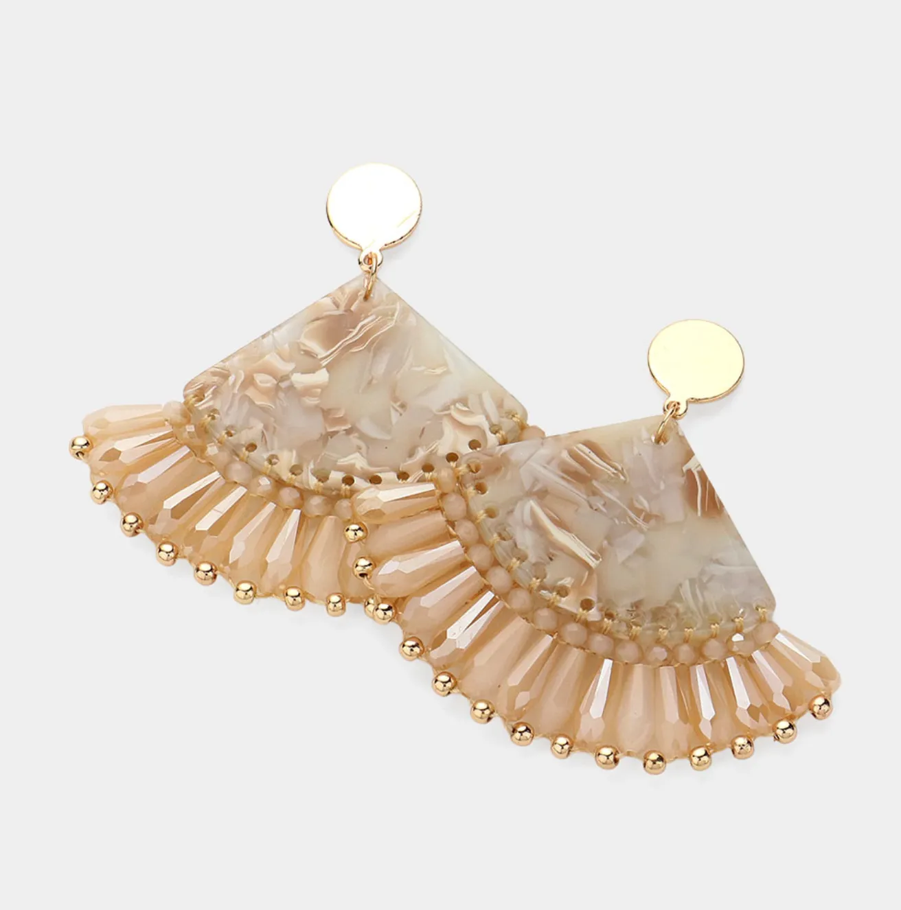 Celluloid Acetate Fan Dangle Earrings (4 Colors)