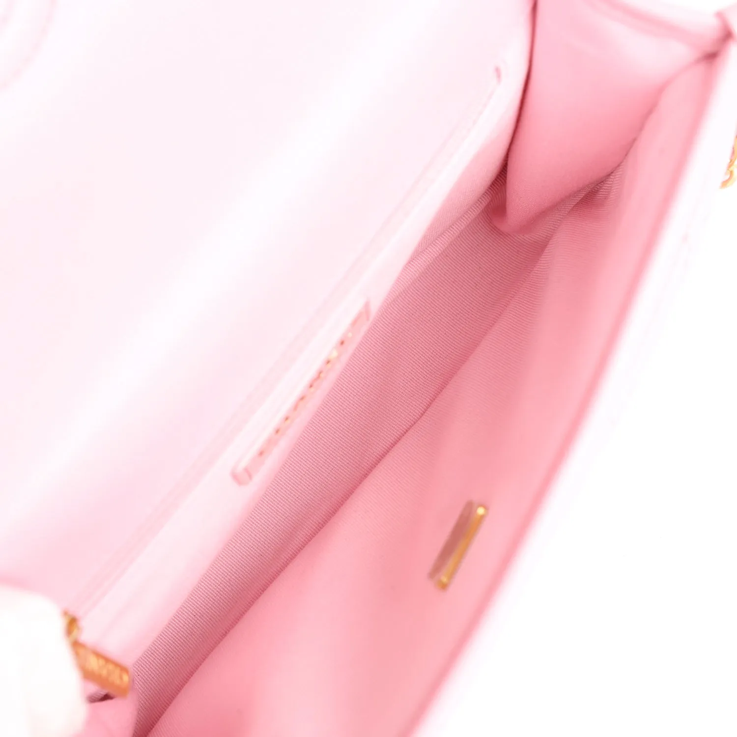 Chanel School Memory Top Handle Flap Bag Pink Caviar Antique Gold Hardware