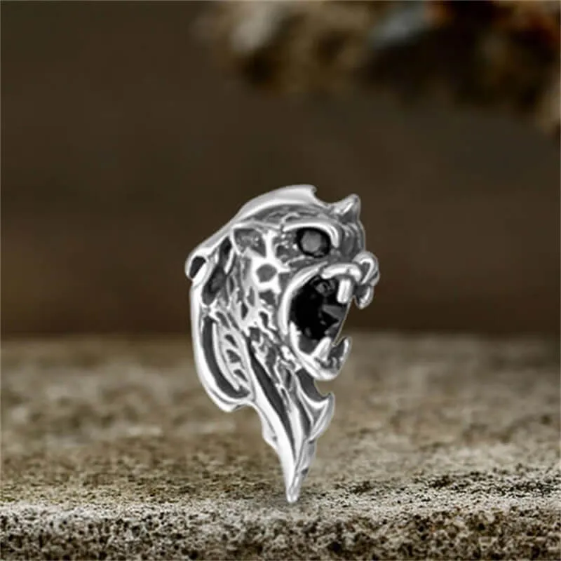 Cheetah Head Gemstone Stainless Steel Stud Earrings