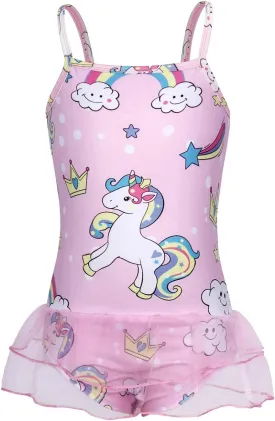 COTRIO Girls Swimsuit Mermaid Bathing Suit Toddler Kids Rainbow Unicorn Swimwear One-Piece Tankini Swimming Suits