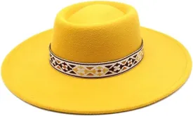 DHAEY 9.5cm Big Brim Autumn and Winter Top Hat, New Vintage National Style Woolen Felt Hat, Concave-Convex Oval Top Hat Luopan Caps & Hats (Color : Rose Red, Size : 56-58cm)