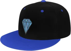 Diamond Snapback Hat Flat Bill Hat Baseball Cap for Men Women Flat Brim Hats