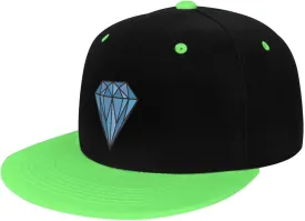 Diamond Snapback Hat Flat Bill Hat Baseball Cap for Men Women Flat Brim Hats