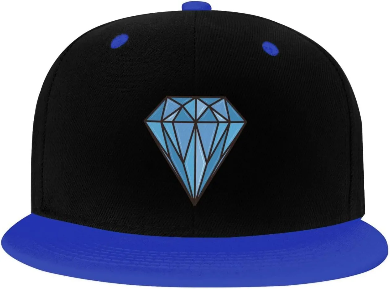 Diamond Snapback Hat Flat Bill Hat Baseball Cap for Men Women Flat Brim Hats