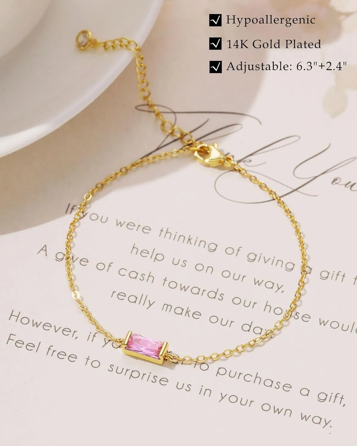 FUNEIA Birthstone Gold Bracelets for Women Non Tarnish Trendy Dainty 14K Gold Plated Bracelet Stack Stackable Blue Green May Emerald Friendship Bracelets Jewelry Gifts for Mom Best Friend
