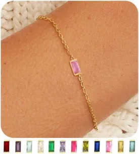 FUNEIA Birthstone Gold Bracelets for Women Non Tarnish Trendy Dainty 14K Gold Plated Bracelet Stack Stackable Blue Green May Emerald Friendship Bracelets Jewelry Gifts for Mom Best Friend
