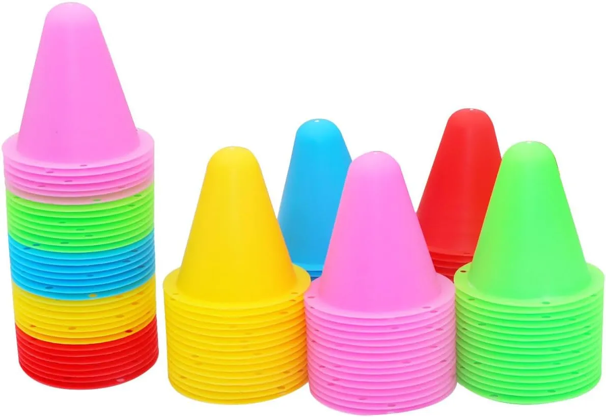 FZBNSRKO 20 Pcs Soccer Training Cones,Mixed Color Slalom Cones Mini Agility Cones for Kids Roller Skating Practice Sport Training
