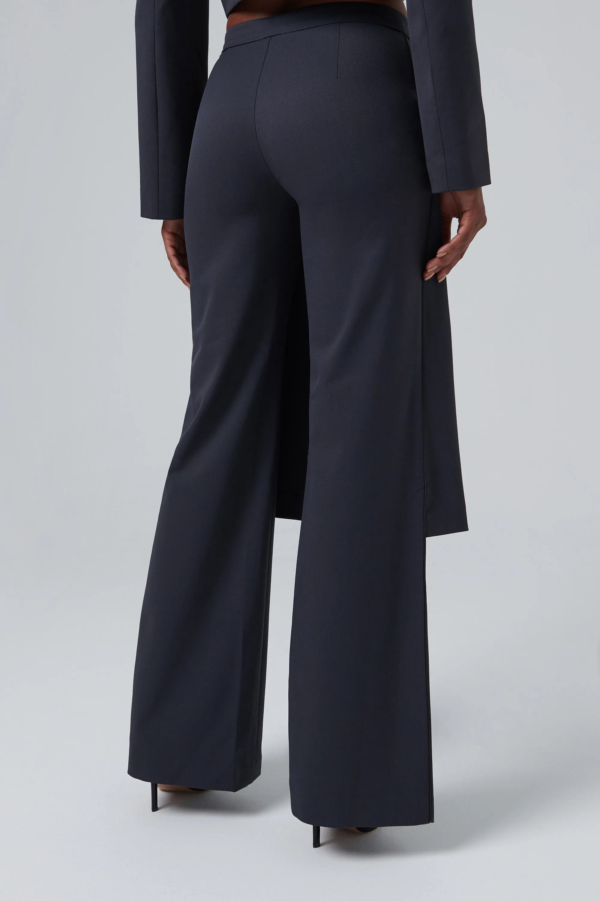 Grey Front Skirt Panel Pants