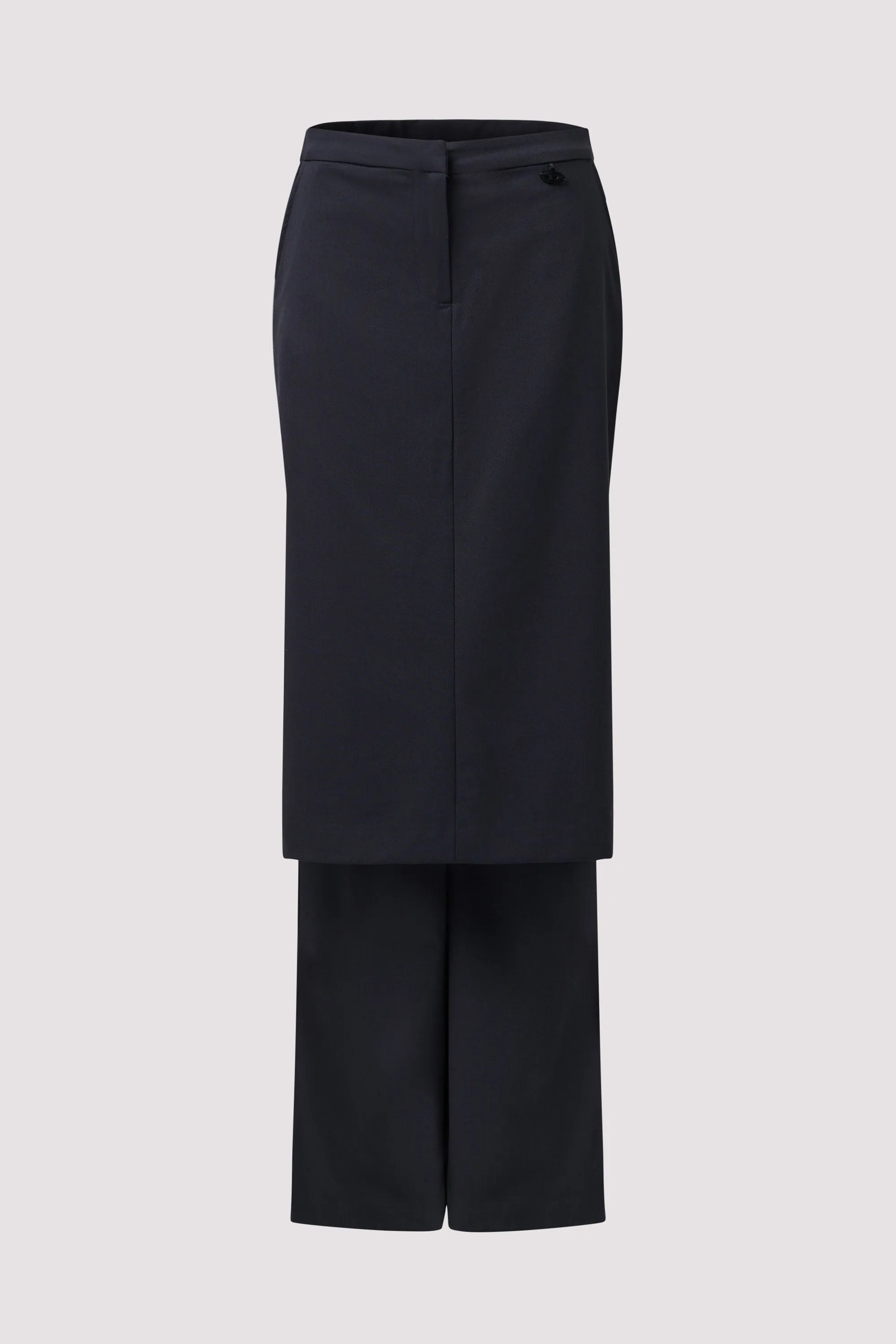 Grey Front Skirt Panel Pants