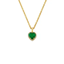 Heart Emerald Pendant w/ Full Pave Halo