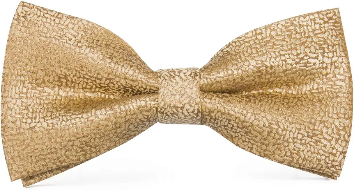 Hi-Tie Men Ties Bowtie Set Woven Silk Necktie Bow Tie and Pocket Square Cufflinks Set with Tie Clip or Flower Lapel Pin