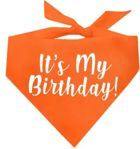 It's My Birthday Dog Bandana | 100% Cotton Triangle | Made in USA | Birthday Pawty | Party Theme | Celebration Supplies | Photoshoot Prop |Orange, One Size (60)