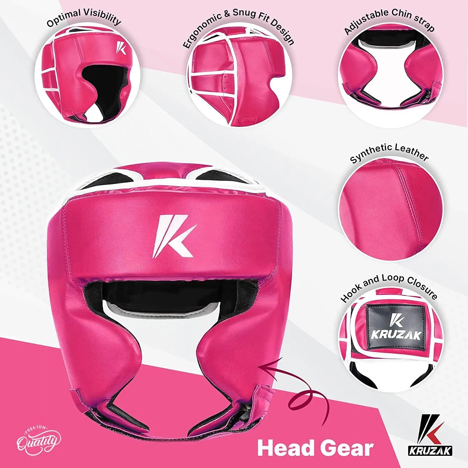 Kruzak Unisex Boxing Headgears - MMA Training, Adjustable Padded, Kara,Muay Thai Headgear, Kickboxing, Sparring, Martial Arts, Karate, Taekwondo MMA Body Equipment