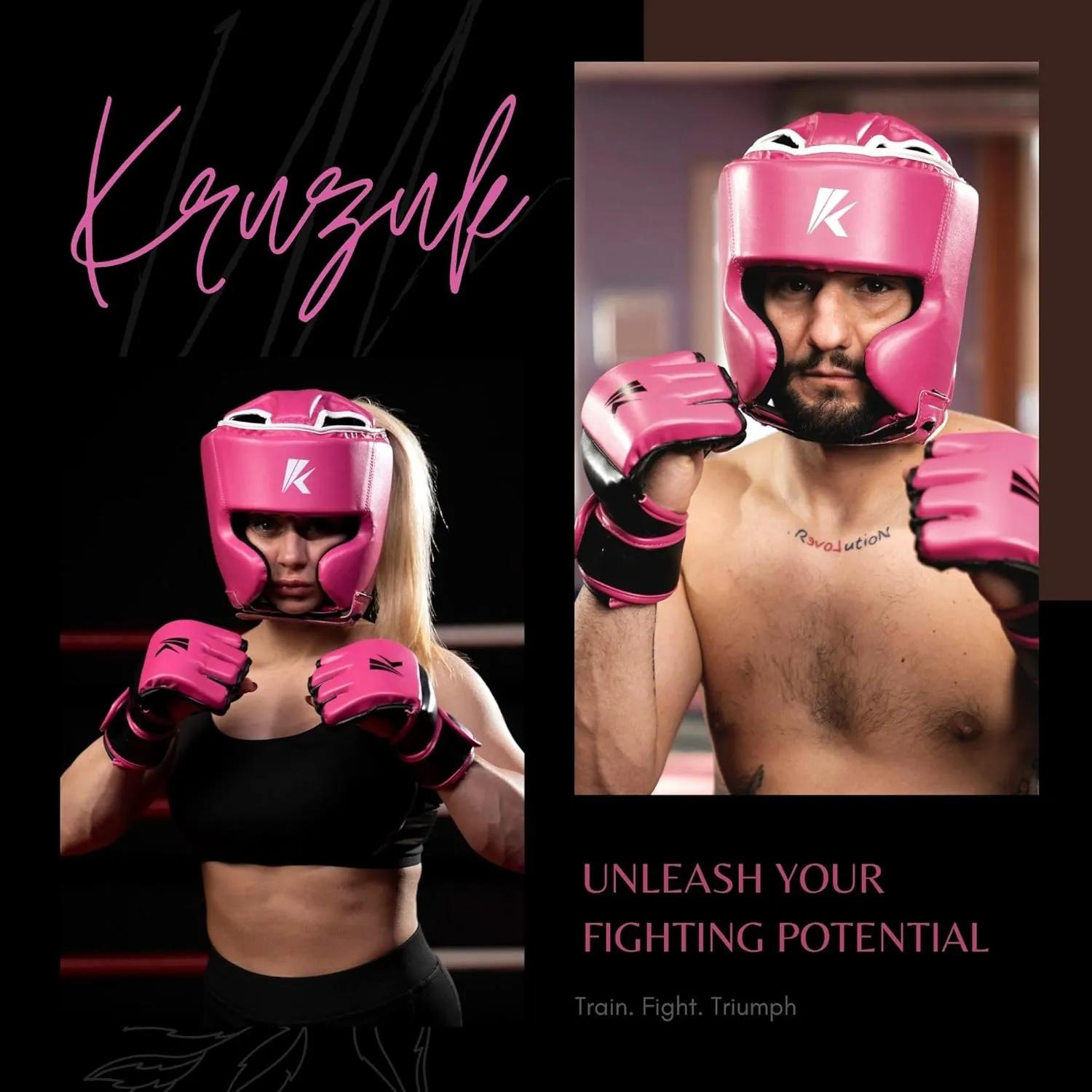 Kruzak Unisex Boxing Headgears - MMA Training, Adjustable Padded, Kara,Muay Thai Headgear, Kickboxing, Sparring, Martial Arts, Karate, Taekwondo MMA Body Equipment