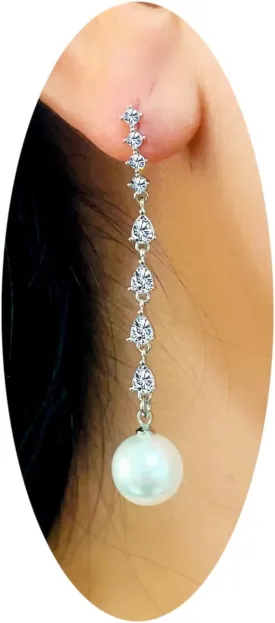 Long Pearl Earrings for Women Boho Gold Pearl Tassel Earrings for Women Bridal Wedding