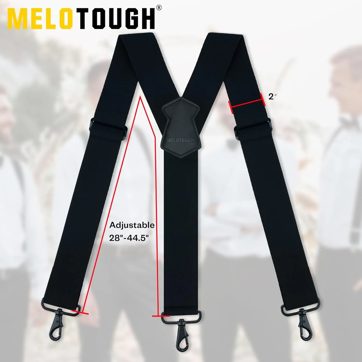 MELOTOUGH Suspenders for Men 2 Inch Wide Y Back Adjustable Elastic Big and Tall Suspenders with Swivel Hooks for Jeans