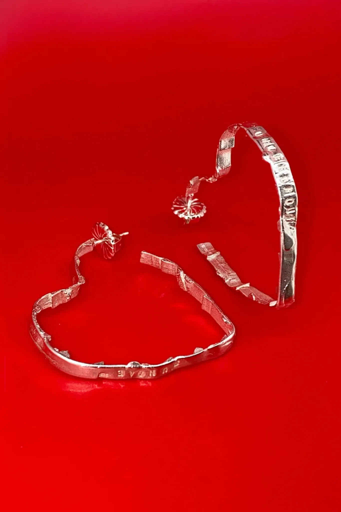 Milk Bottle Heart Hoops | Silver