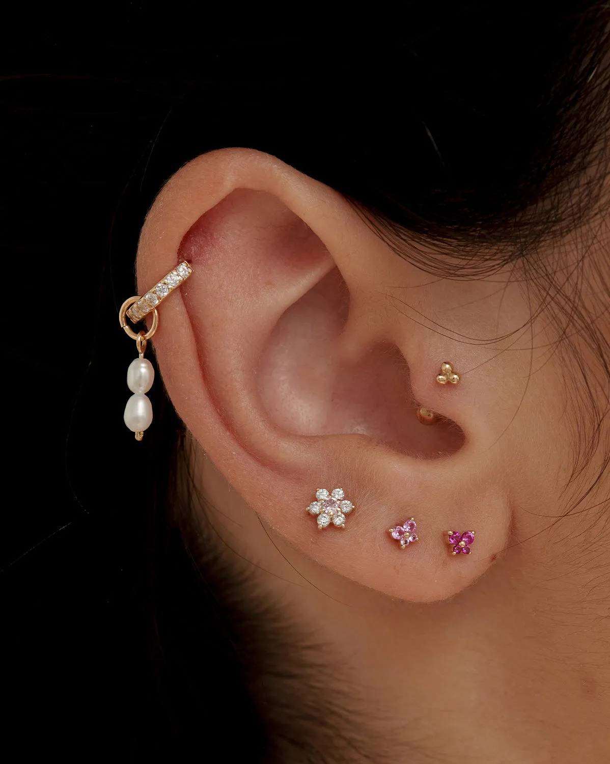 Ophelia Pave Huggie Hoops - Sterling Silver