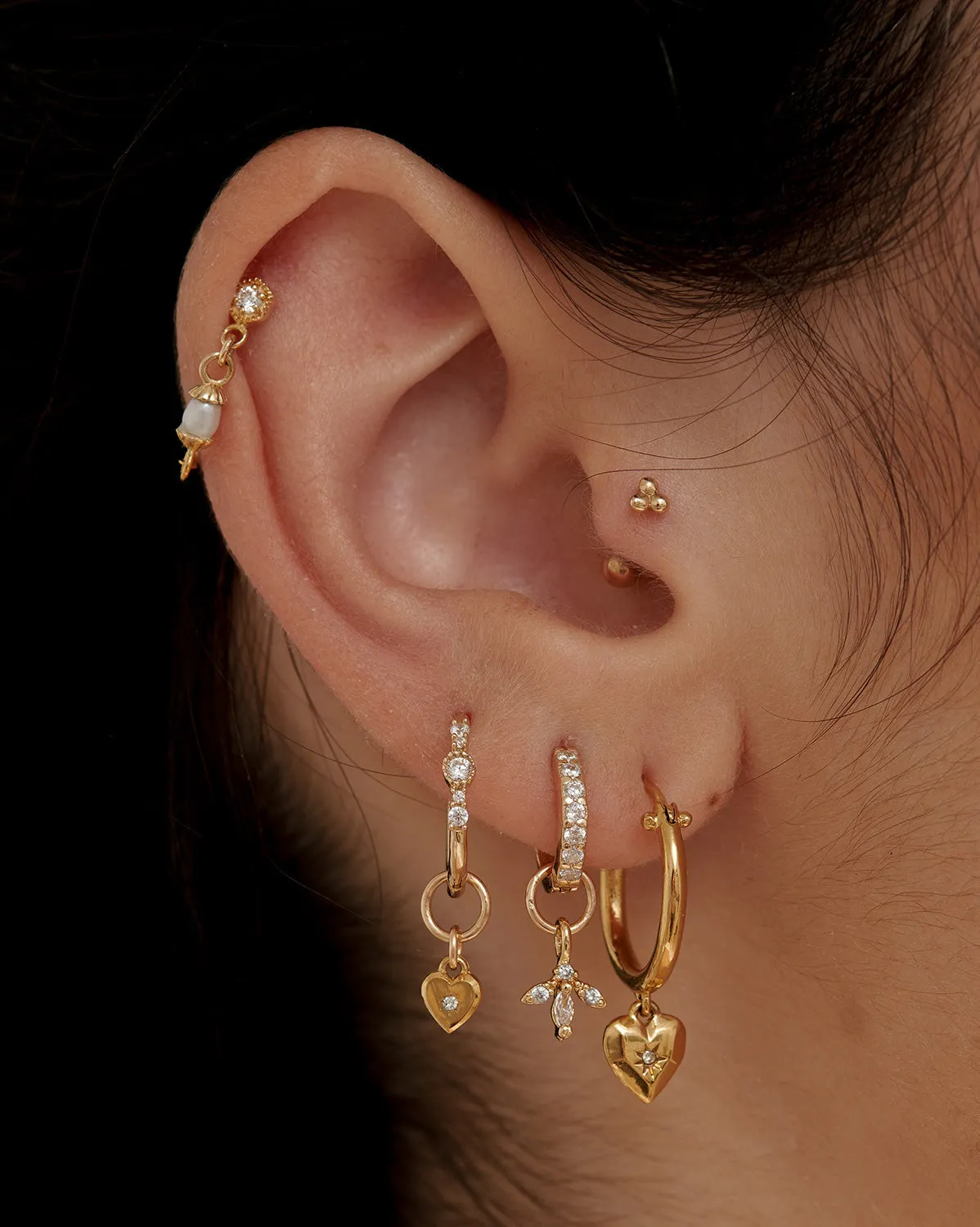 Ophelia Pave Huggie Hoops - Sterling Silver