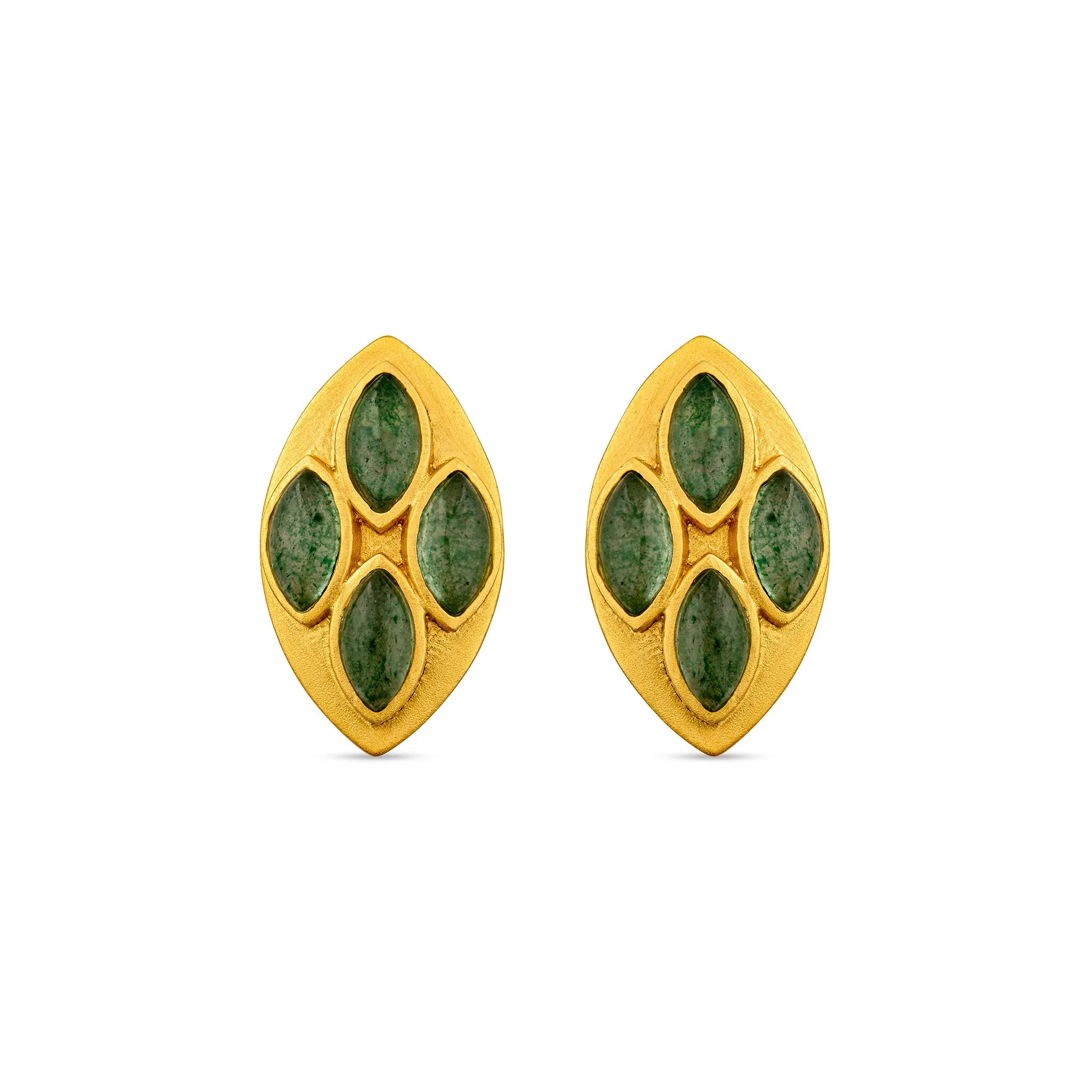 Primrose Stud Earrings - Green Strawberry Quartz
