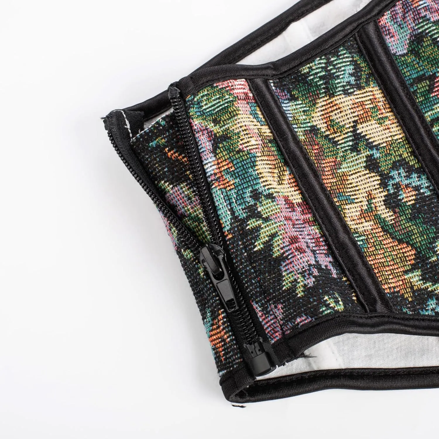 Scarlet Darkness Women Corset Belt Renaissance Floral Printed Underbust Wide Corset