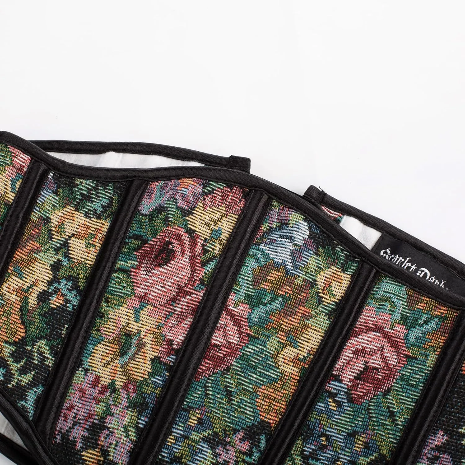 Scarlet Darkness Women Corset Belt Renaissance Floral Printed Underbust Wide Corset
