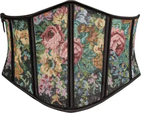 Scarlet Darkness Women Corset Belt Renaissance Floral Printed Underbust Wide Corset