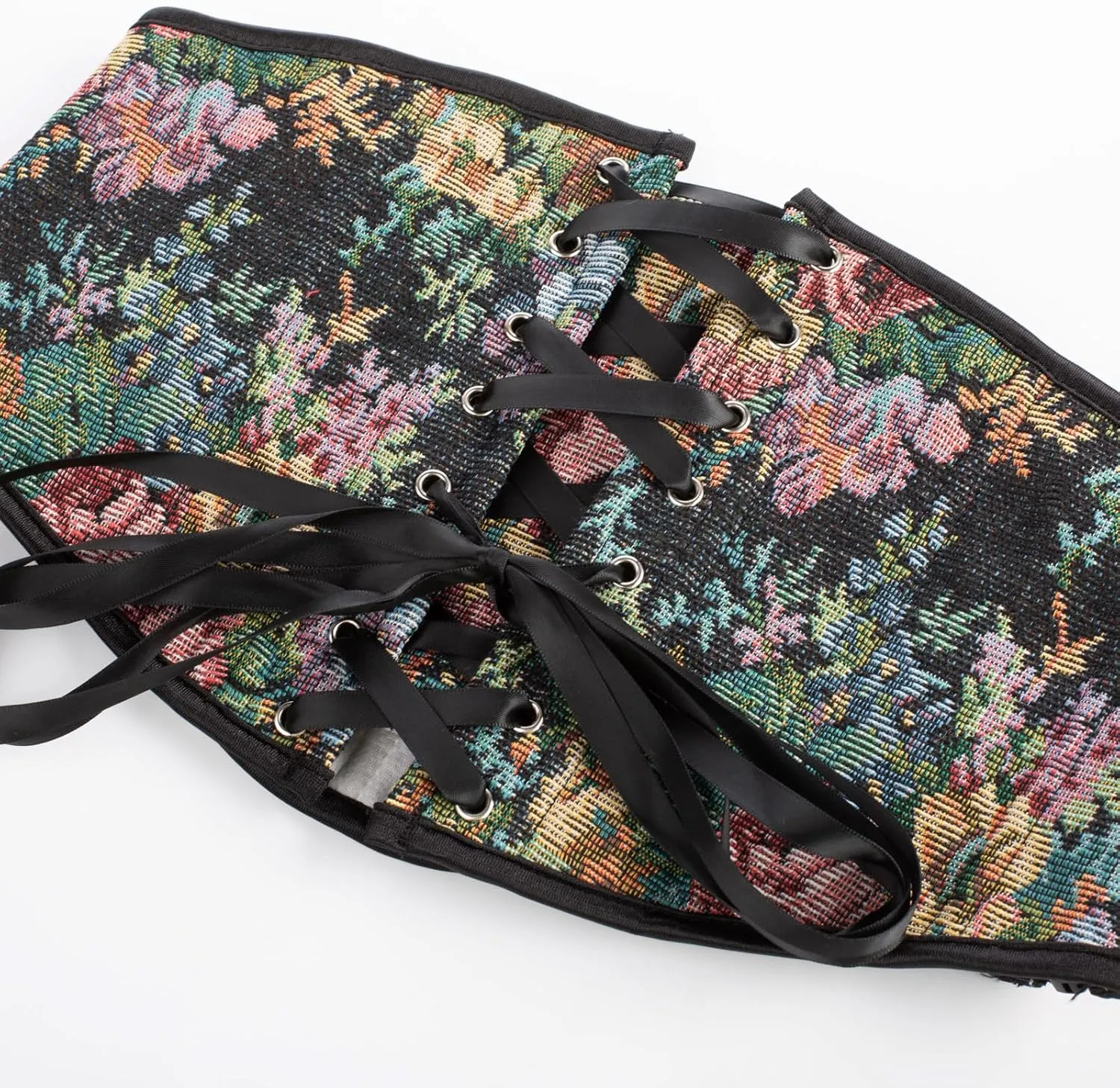 Scarlet Darkness Women Corset Belt Renaissance Floral Printed Underbust Wide Corset