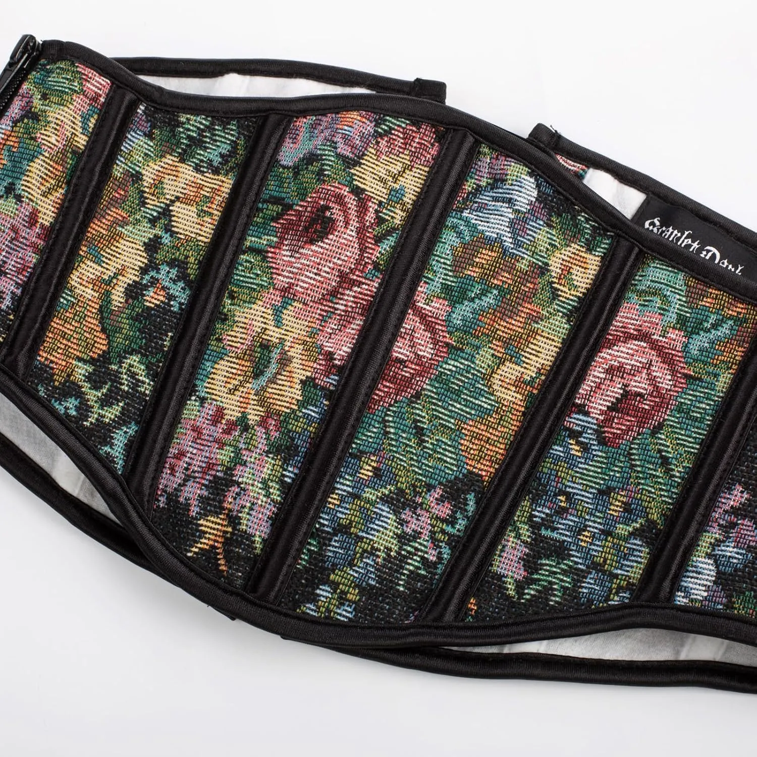 Scarlet Darkness Women Corset Belt Renaissance Floral Printed Underbust Wide Corset