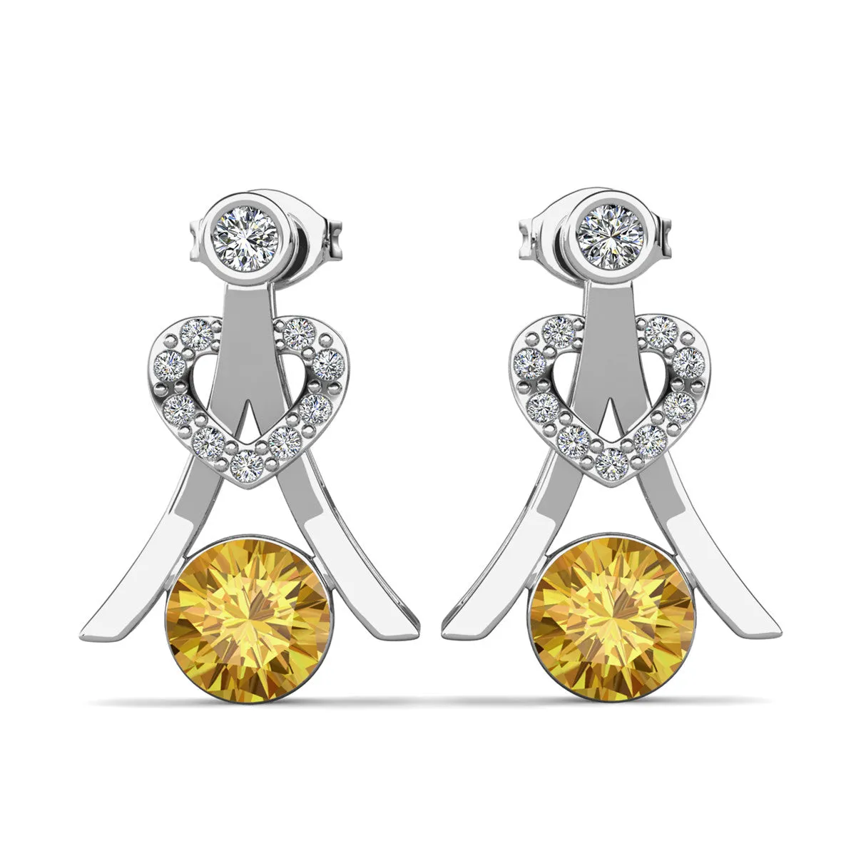 Serenity Birthstone Earrings 18k White Gold Plated with Round Cut Crystals